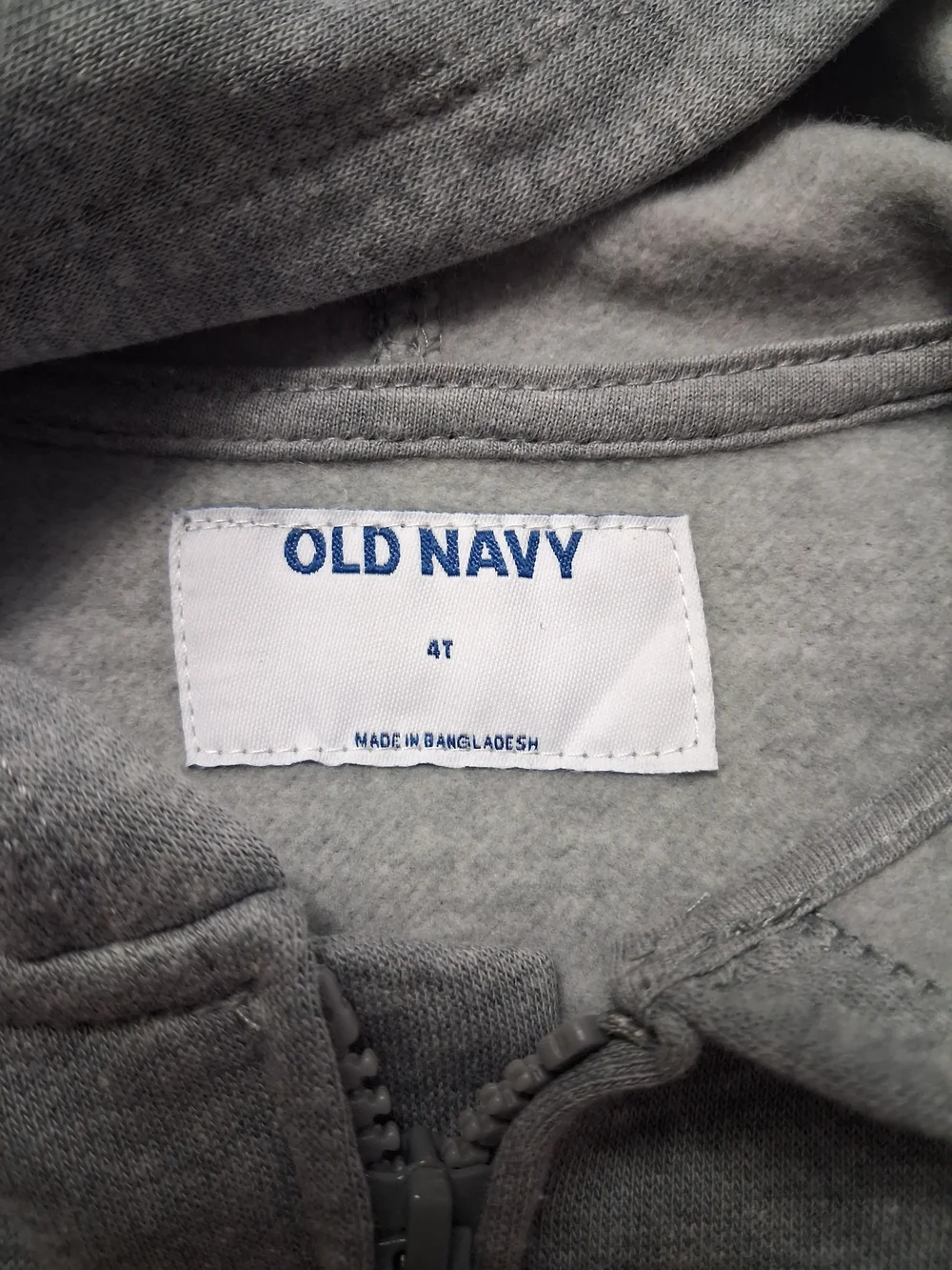 Old Navy Toddler Hooded Sweat Jacket Size 4T Gray Full Front Zip Long Sleeve NEW